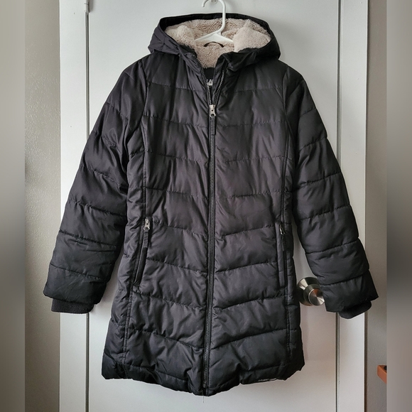 Land's End black faux fur lined coat - Picture 1 of 4